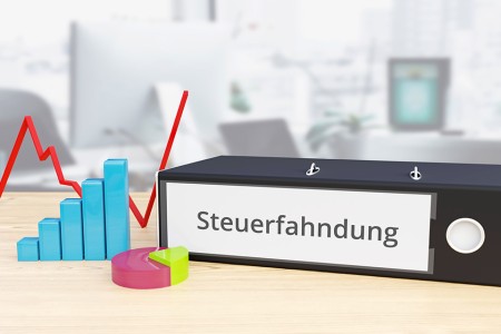 Ordner mit Schriftzug Steuerfahndung an Rücken